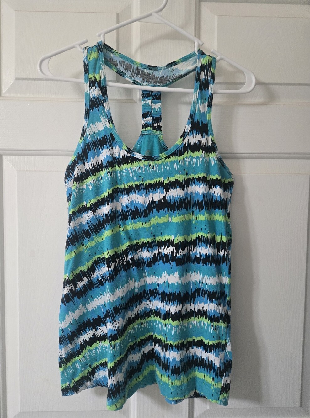 Marika Women's Blue-Green Striped Racerback Tank Top Size Medium